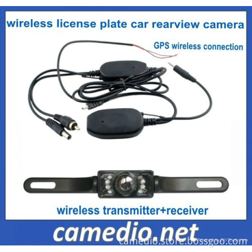 Night Vision Wireless License Plate Car Rear View Camera Wireless Connecting Between Portable GPS and Car Camera